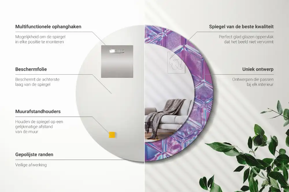 Tiskano okroglo ogledalo Kristalni vzorec