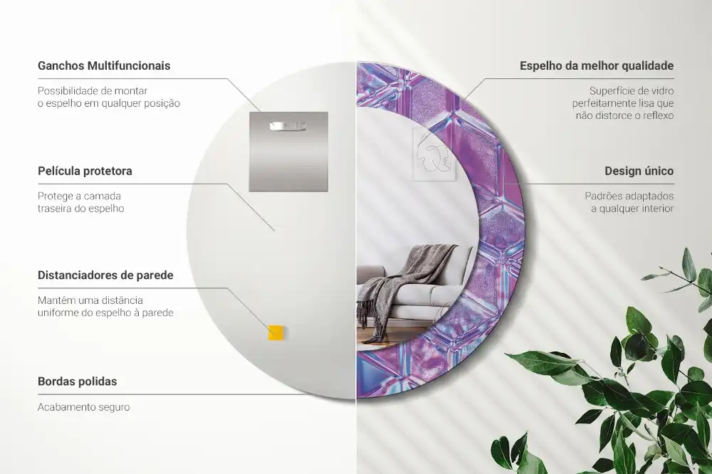 Tiskano okroglo ogledalo Kristalni vzorec