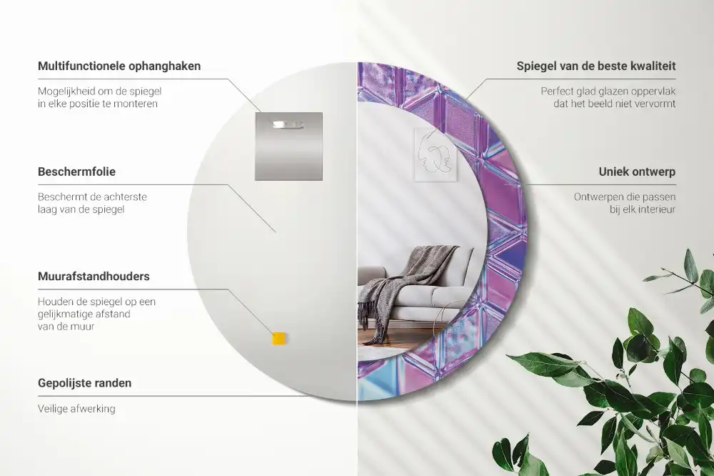 Tiskano okroglo ogledalo Kristalni vzorec