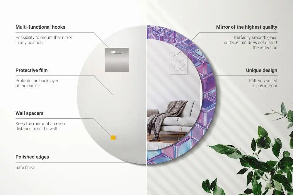 Tiskano okroglo ogledalo Kristalni vzorec