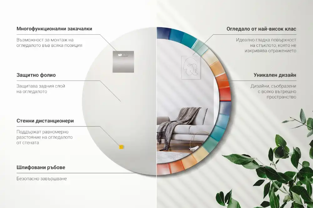 Okroglo okrasno ogledalo Barvite ploščice z žarki