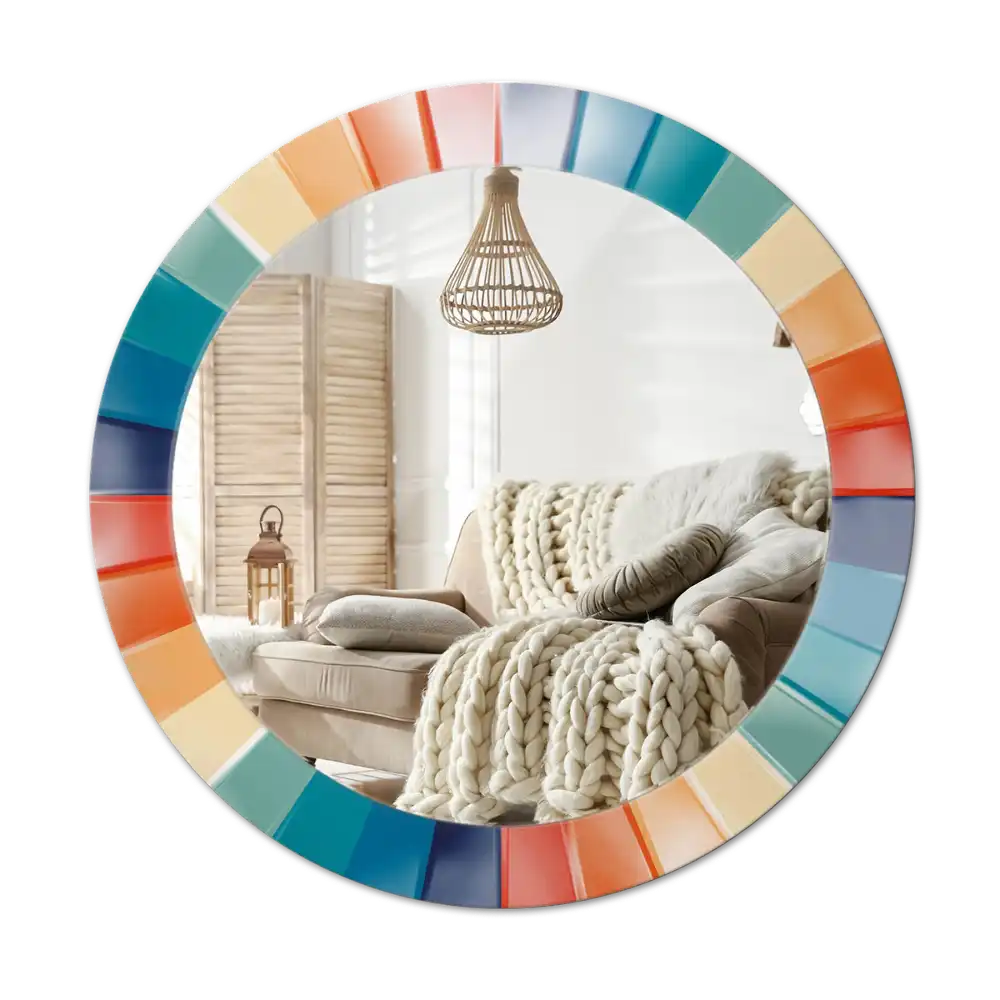 Okroglo okrasno ogledalo Barvite ploščice z žarki