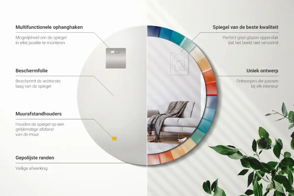 Okroglo okrasno ogledalo Barvite ploščice z žarki