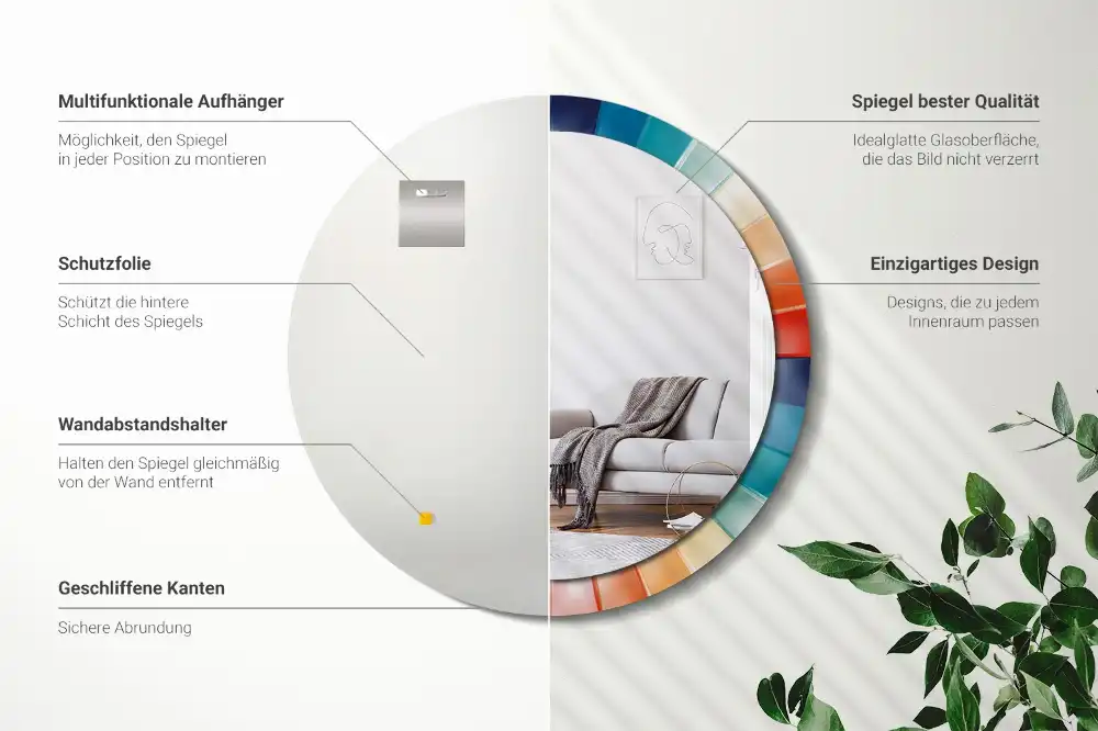 Okroglo okrasno ogledalo Barvite ploščice z žarki