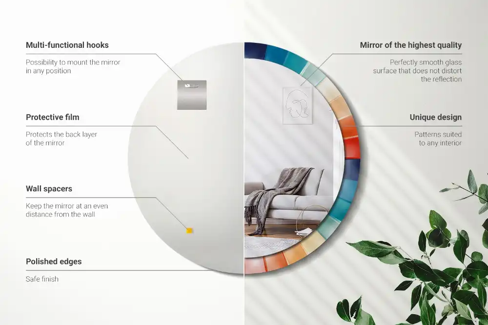 Okroglo okrasno ogledalo Barvite ploščice z žarki