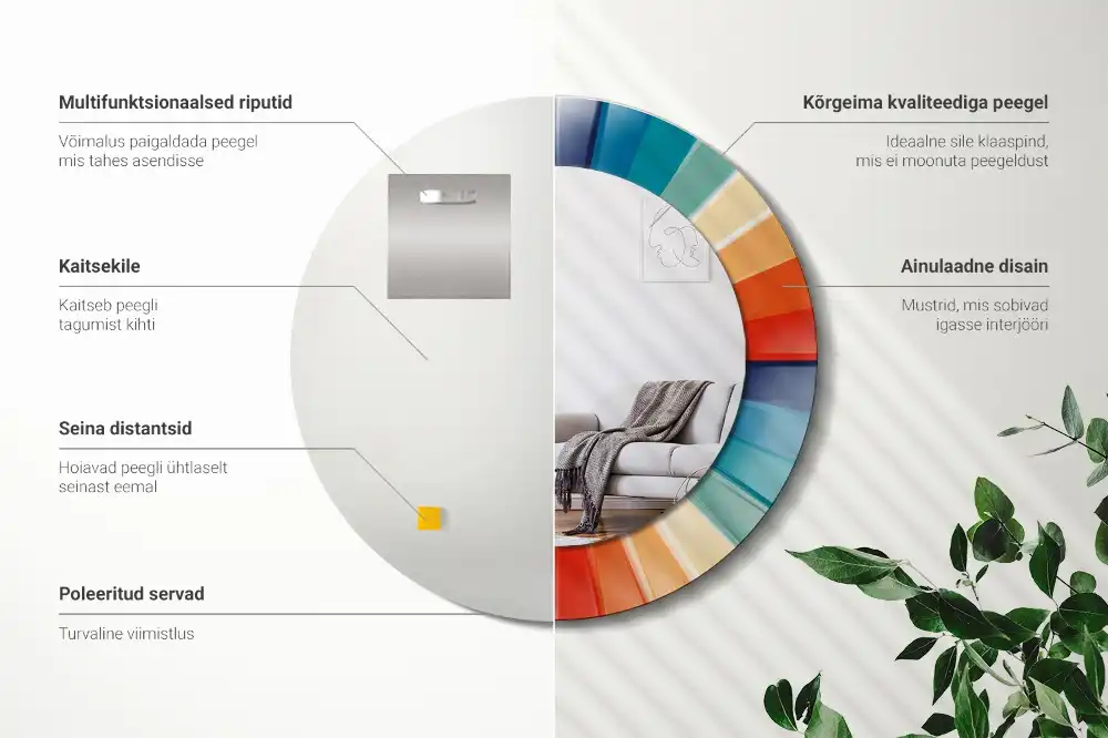 Okroglo okrasno ogledalo Barvite ploščice z žarki