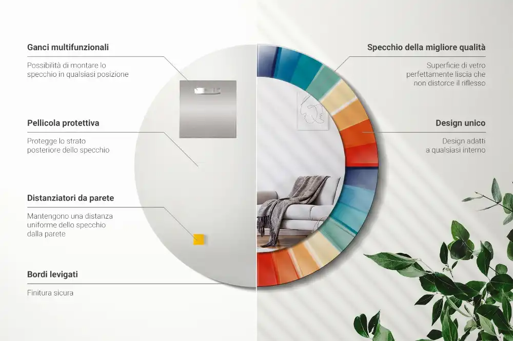 Okroglo okrasno ogledalo Barvite ploščice z žarki