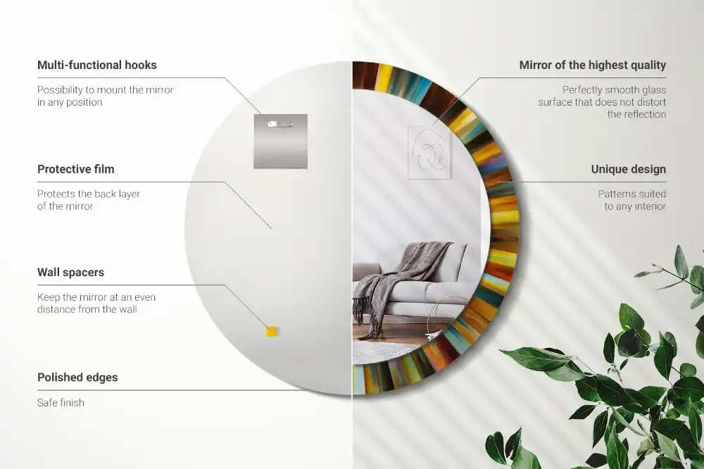 Tiskano okroglo ogledalo Barviti žarki