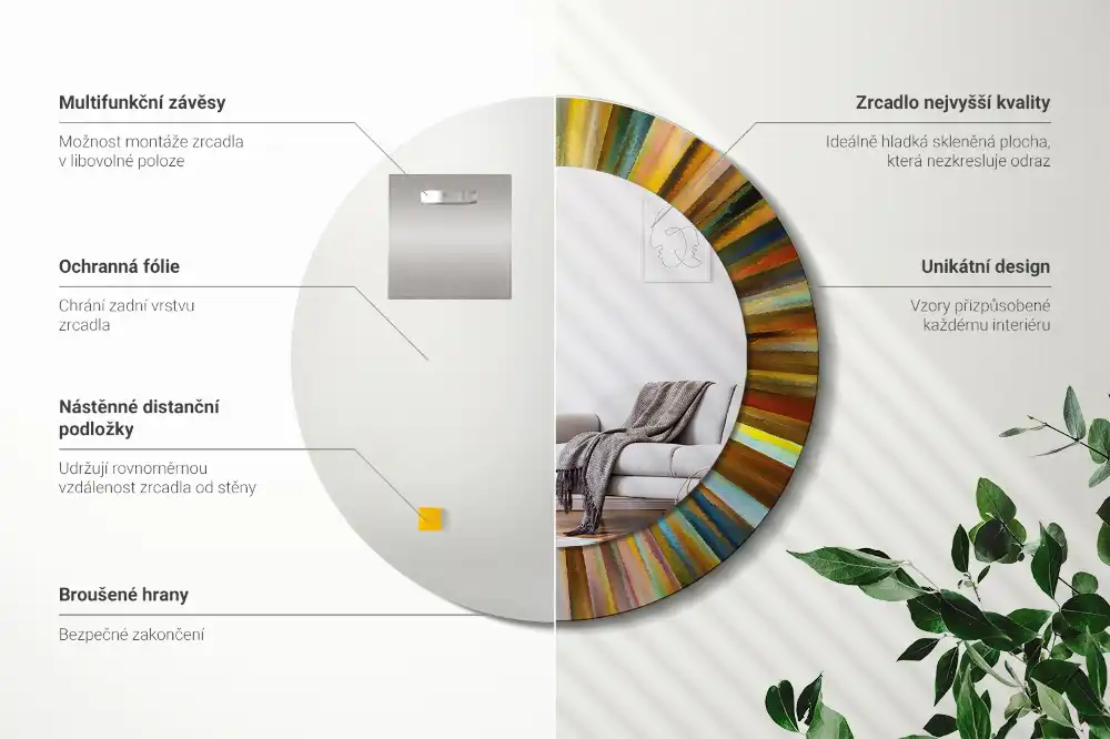 Tiskano okroglo ogledalo Barviti žarki