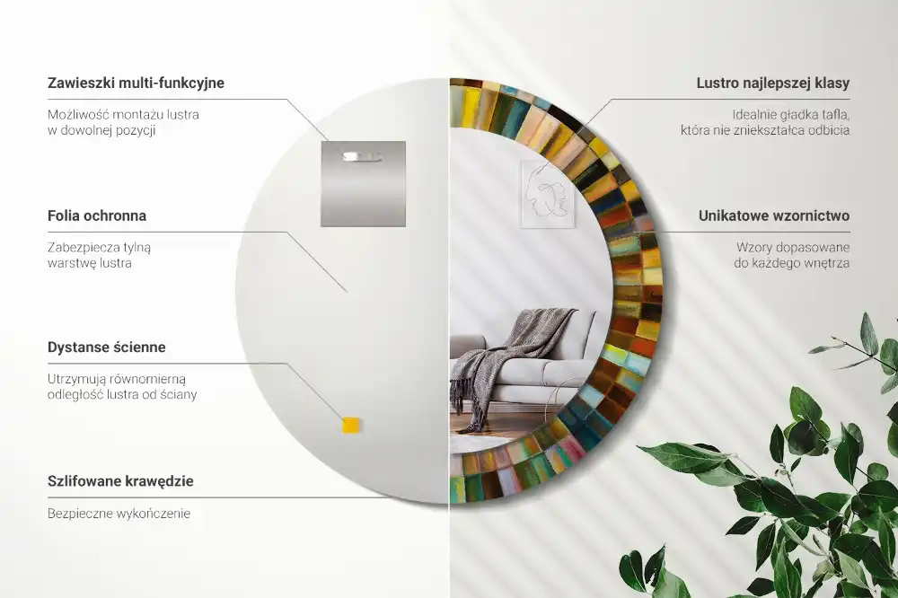 Tiskano okroglo ogledalo Barviti žarki