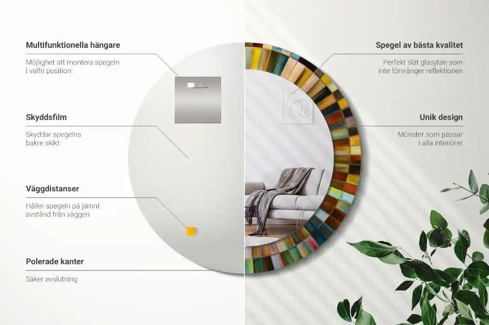 Tiskano okroglo ogledalo Barviti žarki