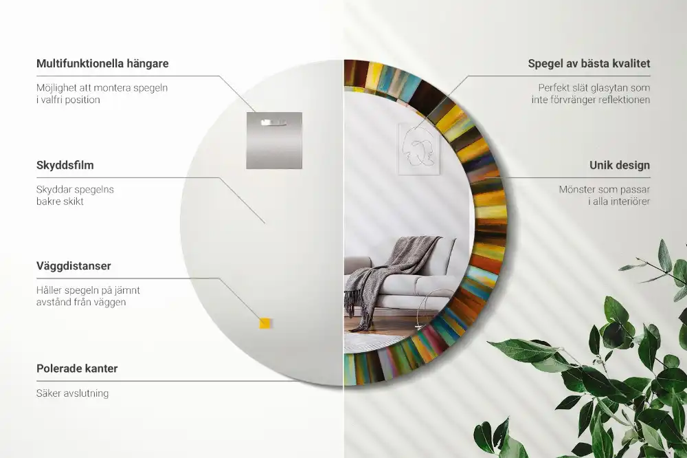 Tiskano okroglo ogledalo Barviti žarki