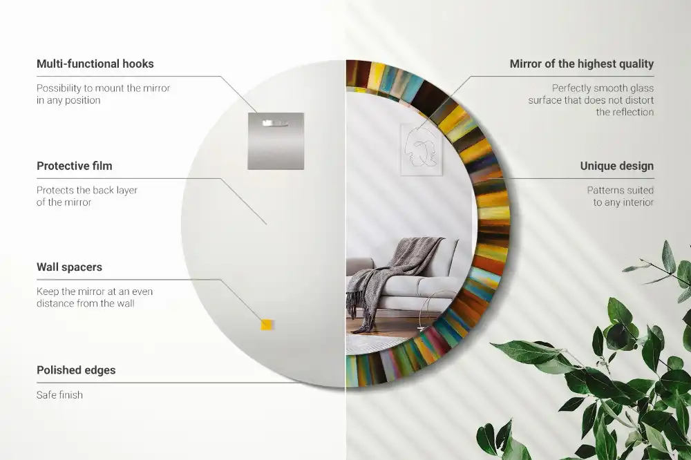 Tiskano okroglo ogledalo Barviti žarki