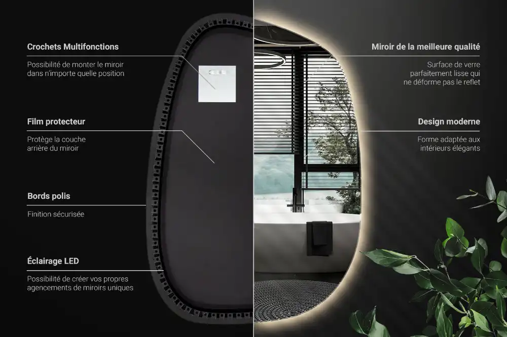 Ogledalo v obliki packe LED brez okvirja