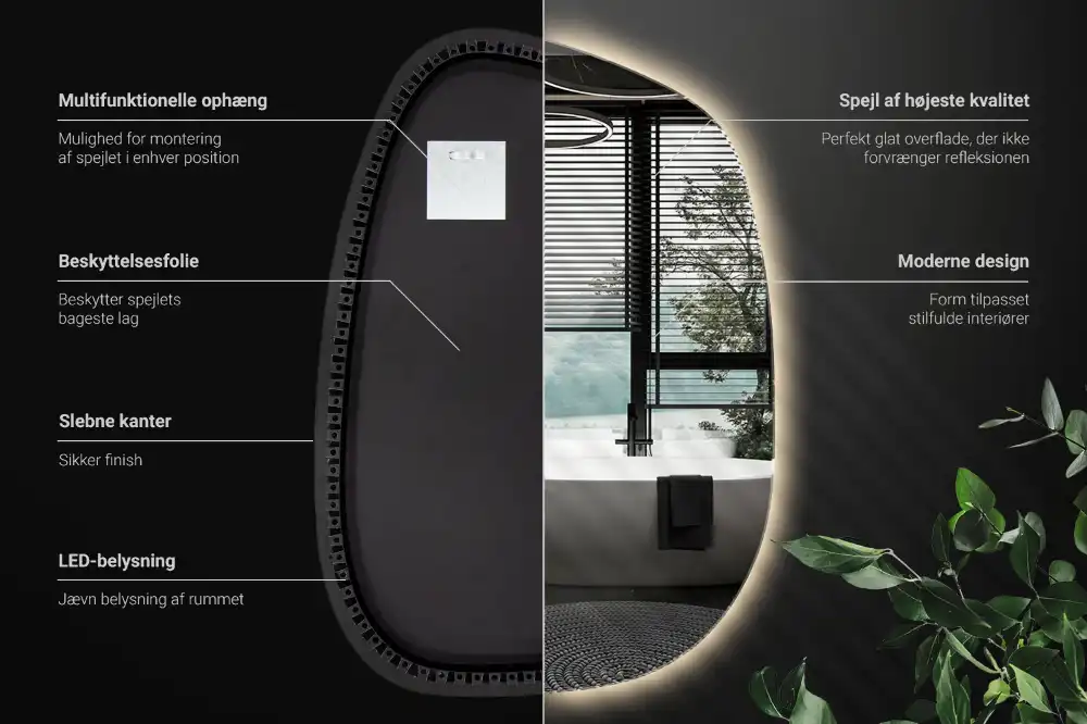 Ogledalo v obliki packe LED brez okvirja