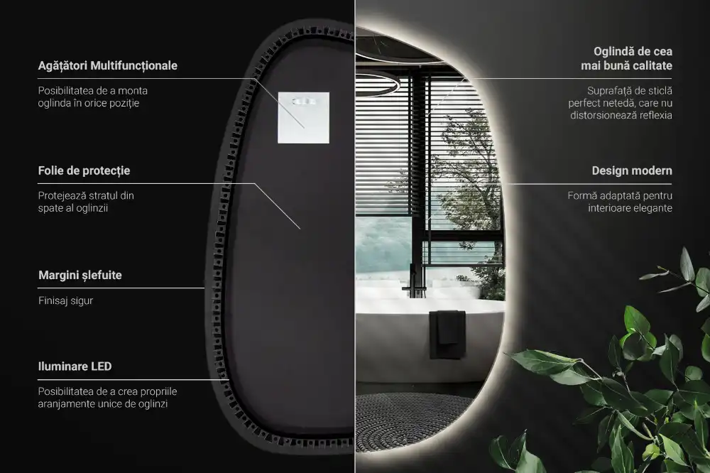 Ogledalo v obliki packe LED brez okvirja