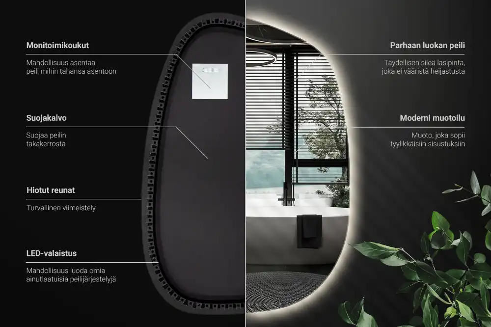 Ogledalo v obliki packe LED brez okvirja
