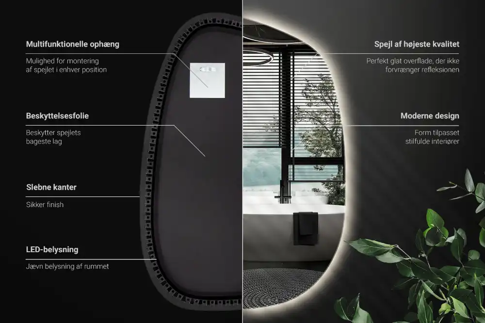 Ogledalo v obliki packe LED brez okvirja