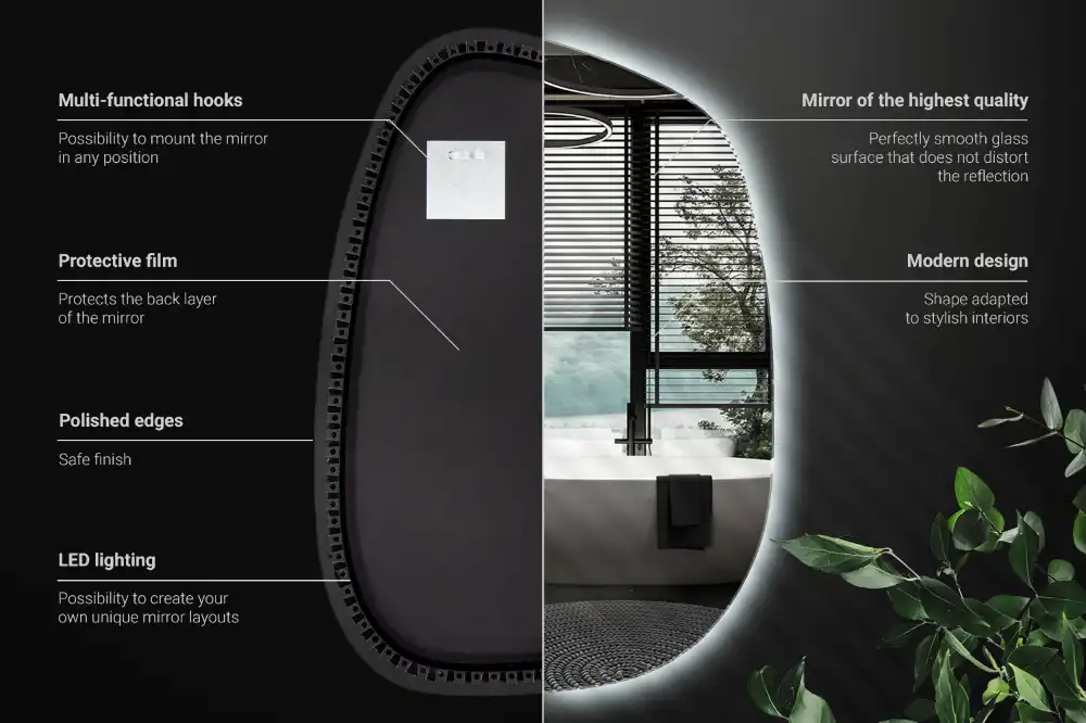 Ogledalo v obliki packe LED brez okvirja