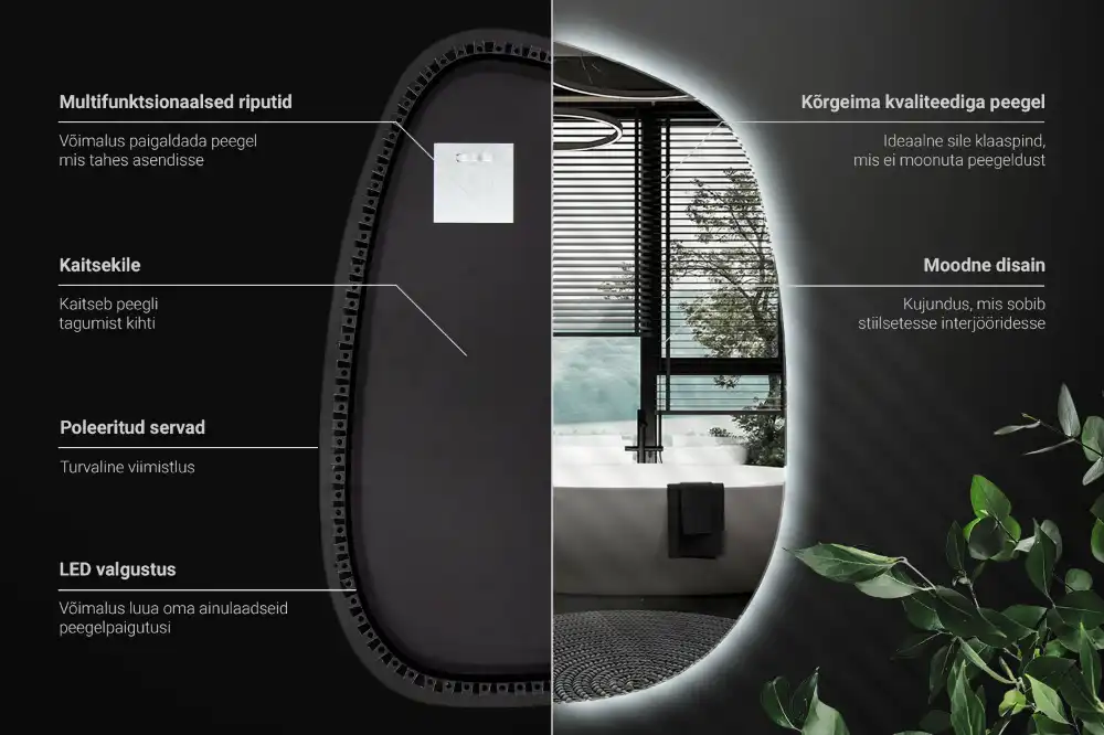 Ogledalo v obliki packe LED brez okvirja