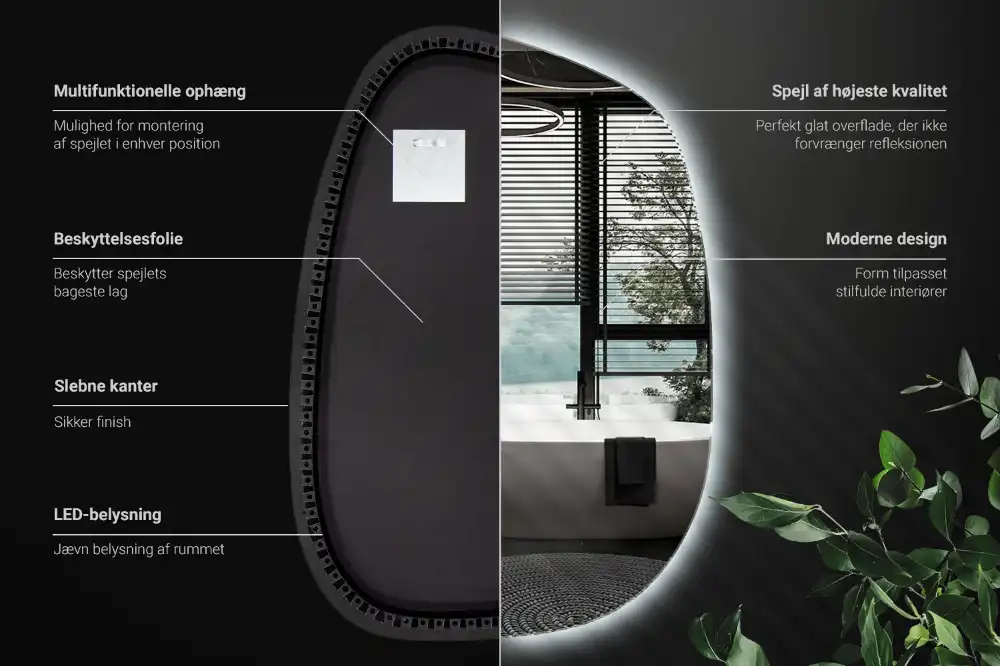 Ogledalo v obliki packe LED brez okvirja