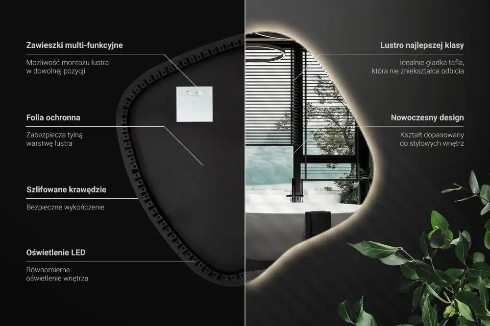 Edinstveno organsko ogledalo z LED osvetlitvijo