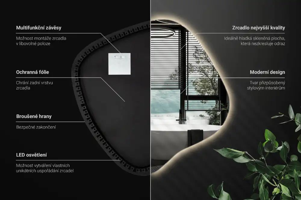 Edinstveno organsko ogledalo z LED osvetlitvijo