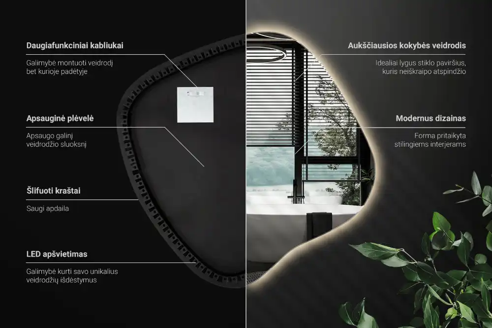 Edinstveno organsko ogledalo z LED osvetlitvijo