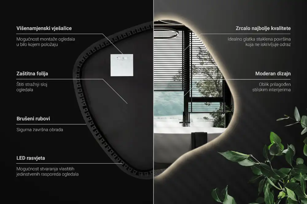 Edinstveno organsko ogledalo z LED osvetlitvijo