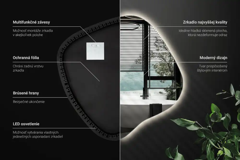 Edinstveno organsko ogledalo z LED osvetlitvijo