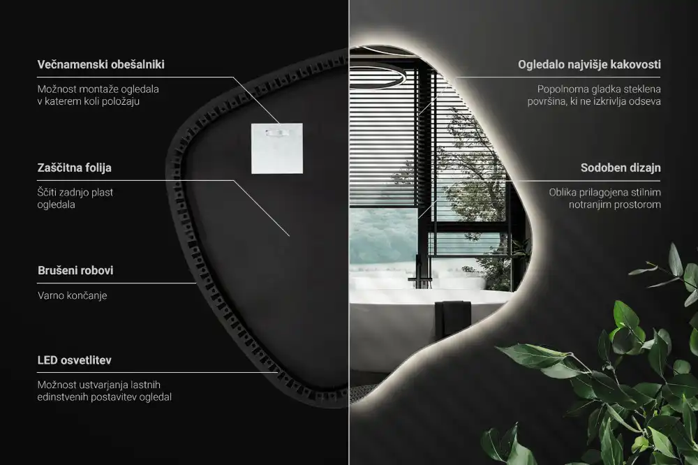 Edinstveno organsko ogledalo z LED osvetlitvijo