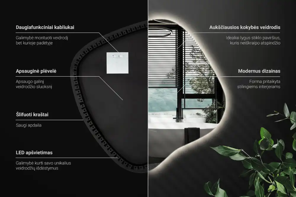 Edinstveno organsko ogledalo z LED osvetlitvijo