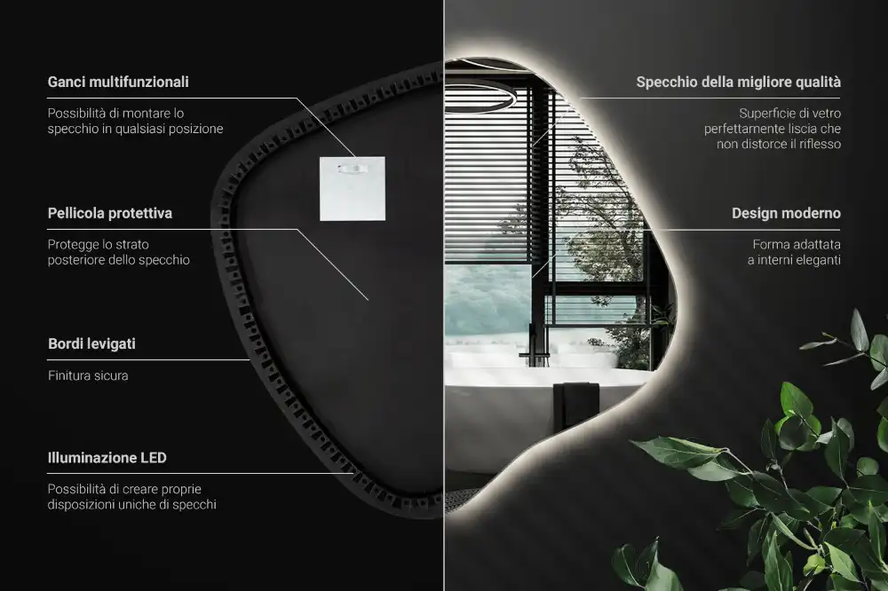 Edinstveno organsko ogledalo z LED osvetlitvijo