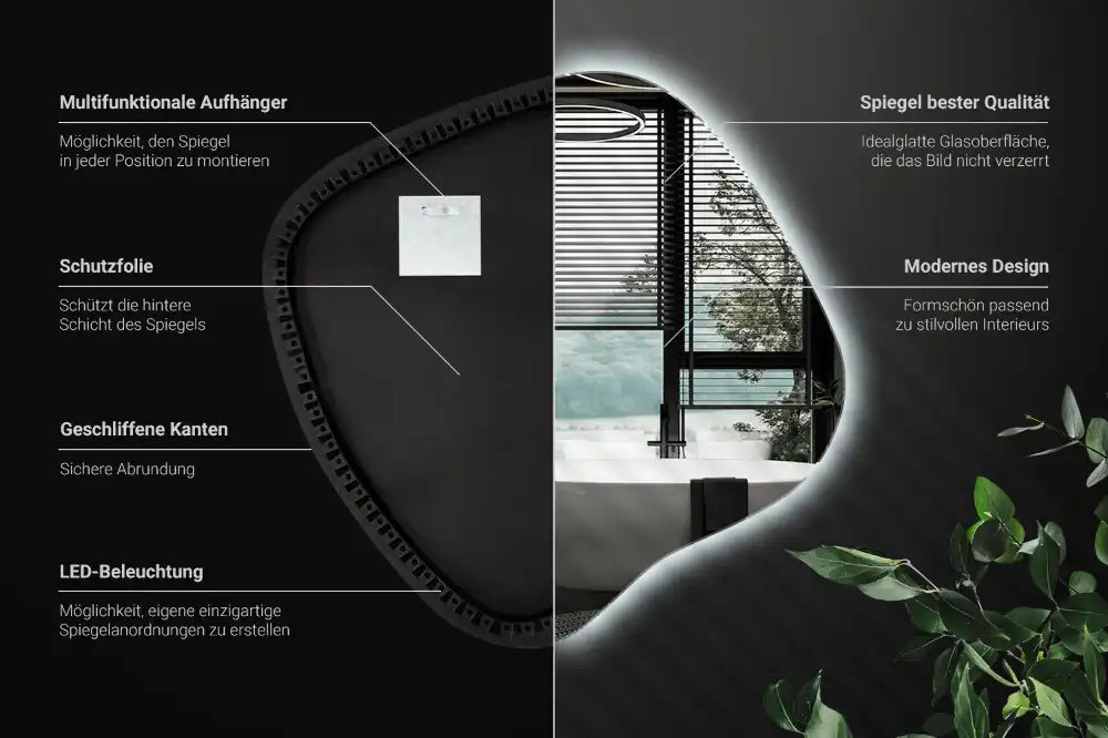 Edinstveno organsko ogledalo z LED osvetlitvijo