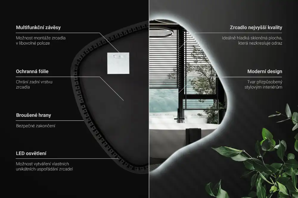 Edinstveno organsko ogledalo z LED osvetlitvijo