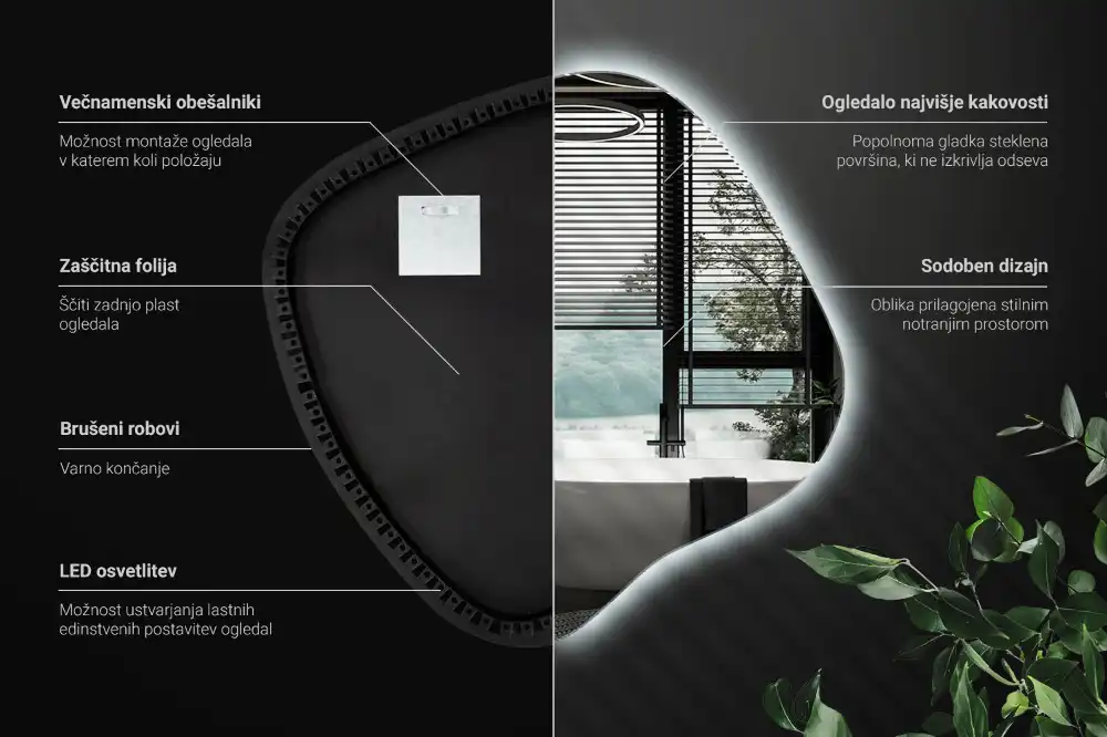 Edinstveno organsko ogledalo z LED osvetlitvijo