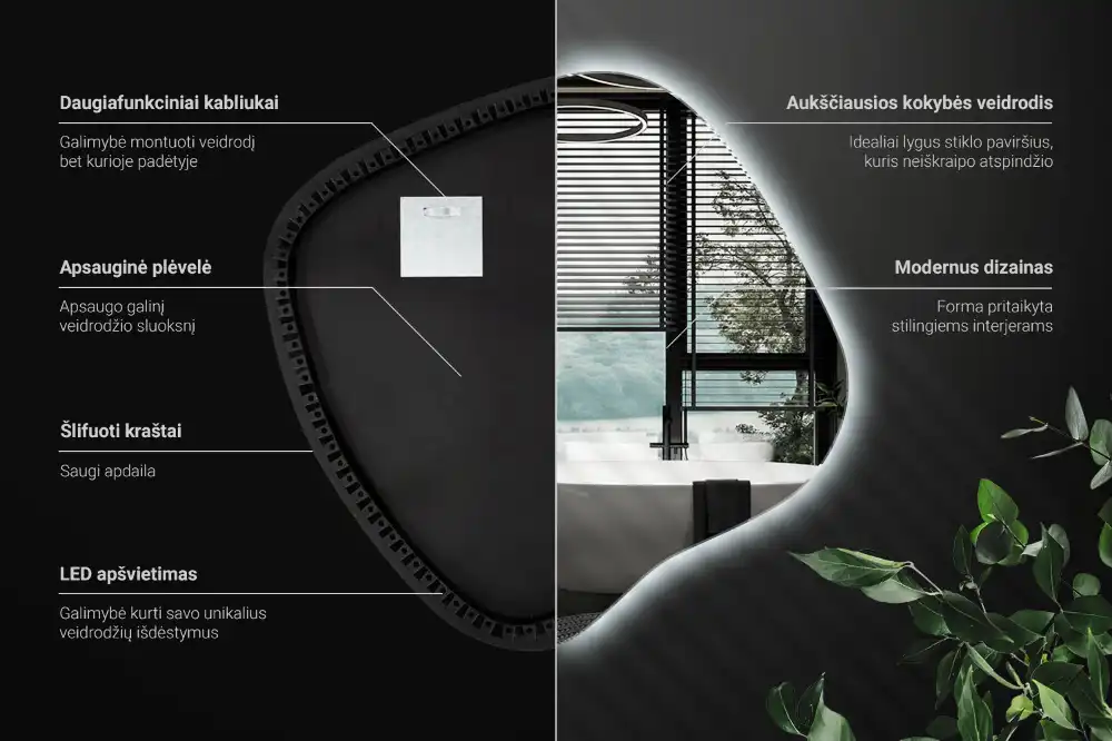 Edinstveno organsko ogledalo z LED osvetlitvijo