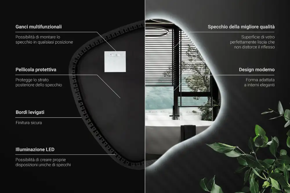 Edinstveno organsko ogledalo z LED osvetlitvijo