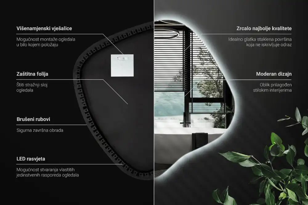 Edinstveno organsko ogledalo z LED osvetlitvijo