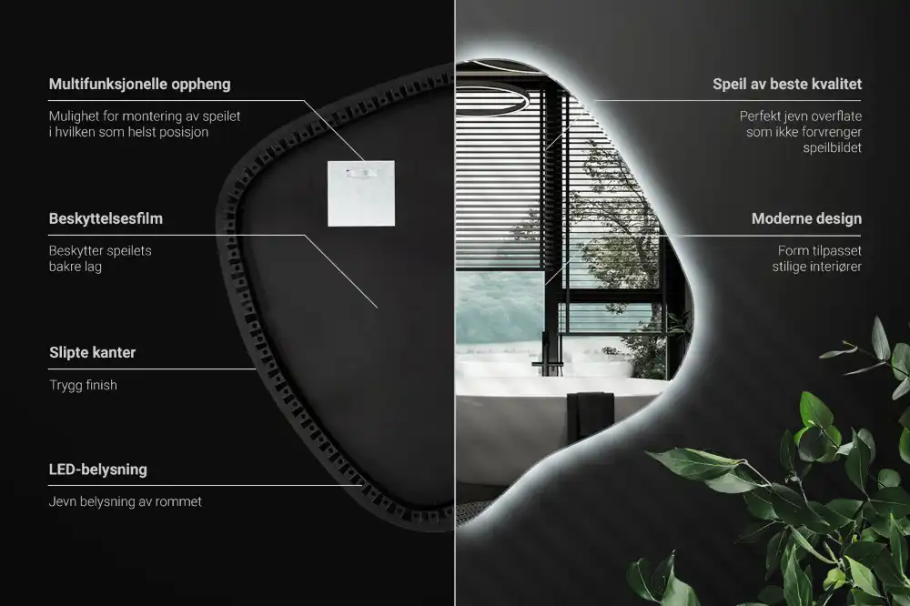 Edinstveno organsko ogledalo z LED osvetlitvijo