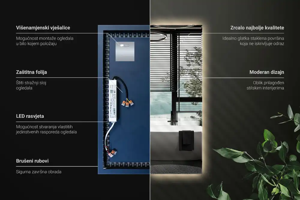 Pravokotno ogledalo z LED osvetlitvijo