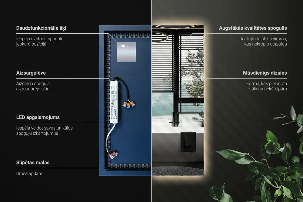 Pravokotno ogledalo z LED osvetlitvijo