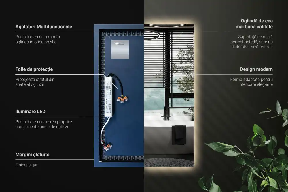 Pravokotno ogledalo z LED osvetlitvijo