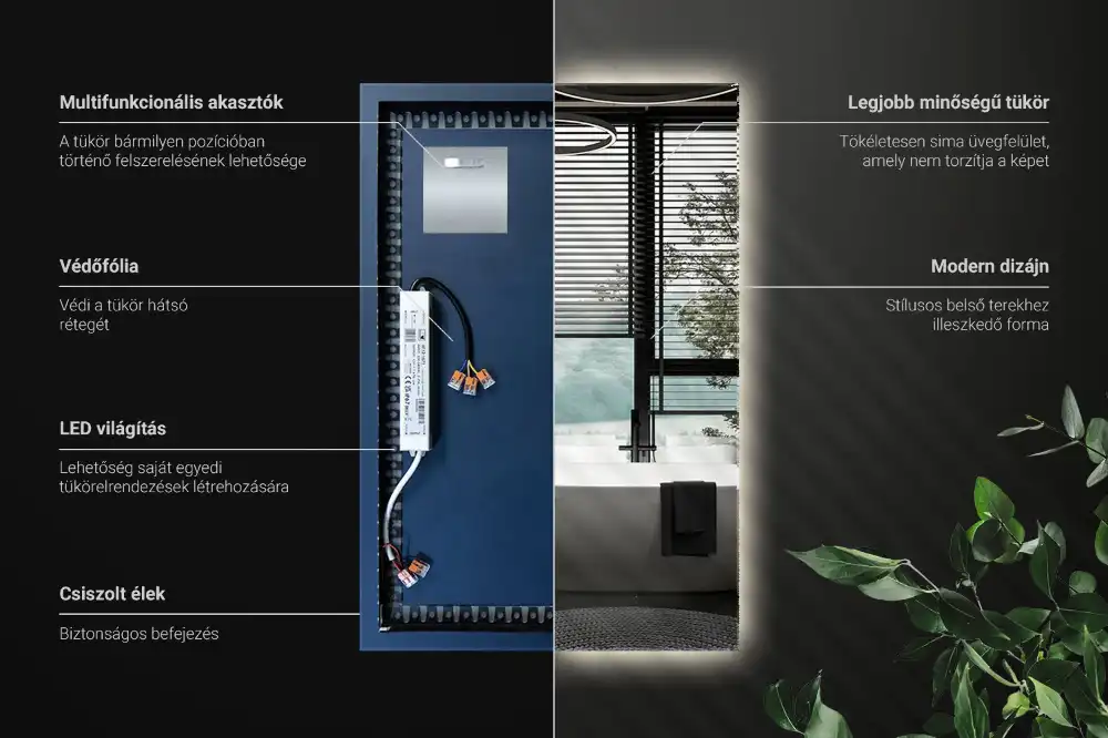 Pravokotno ogledalo z LED osvetlitvijo