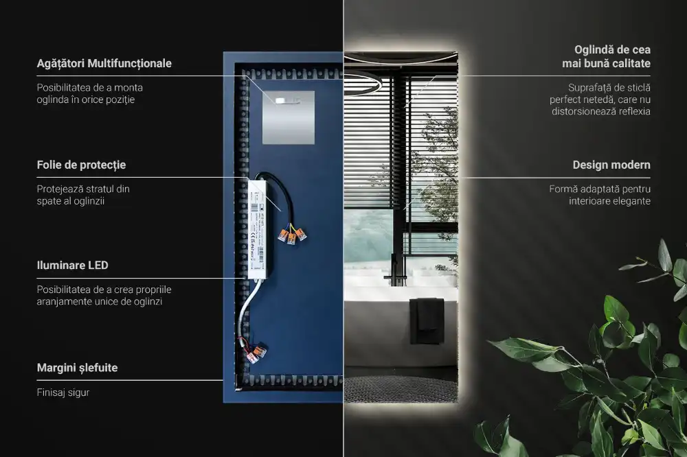 Pravokotno ogledalo z LED osvetlitvijo