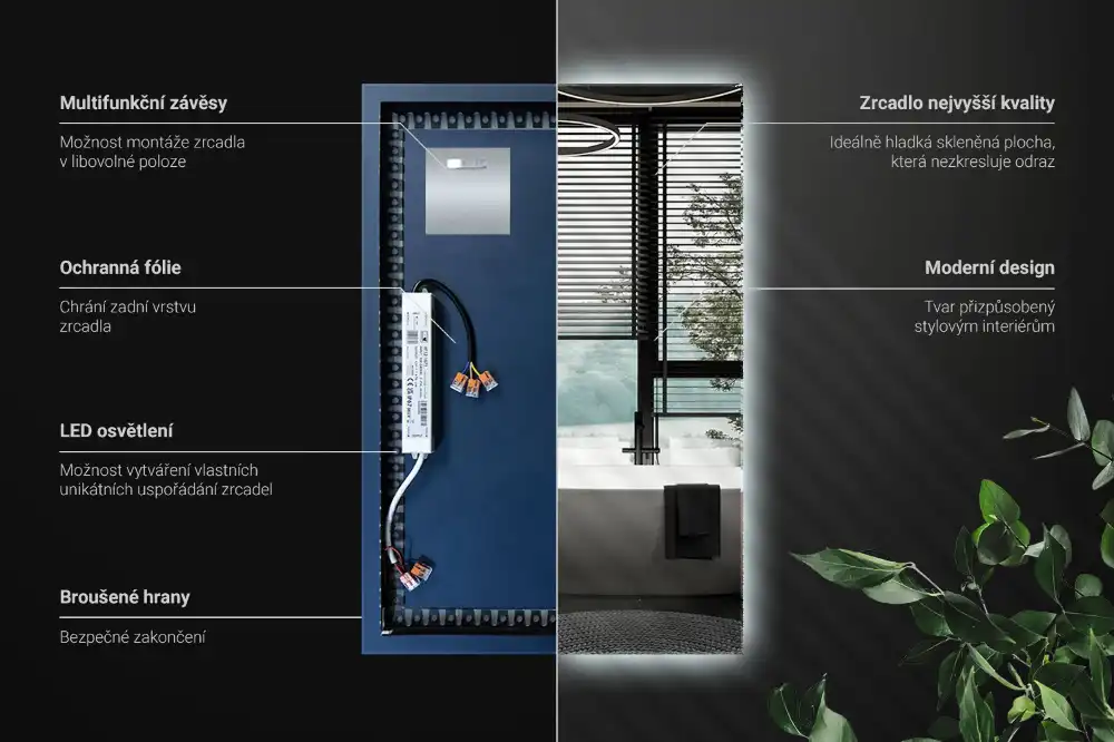 Pravokotno ogledalo z LED osvetlitvijo