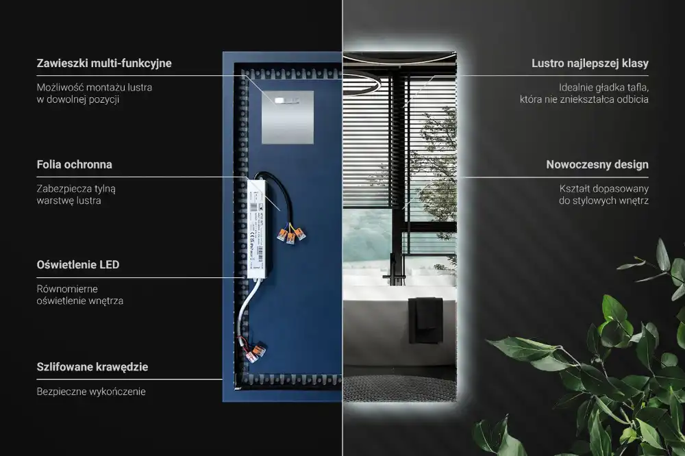 Pravokotno ogledalo z LED osvetlitvijo