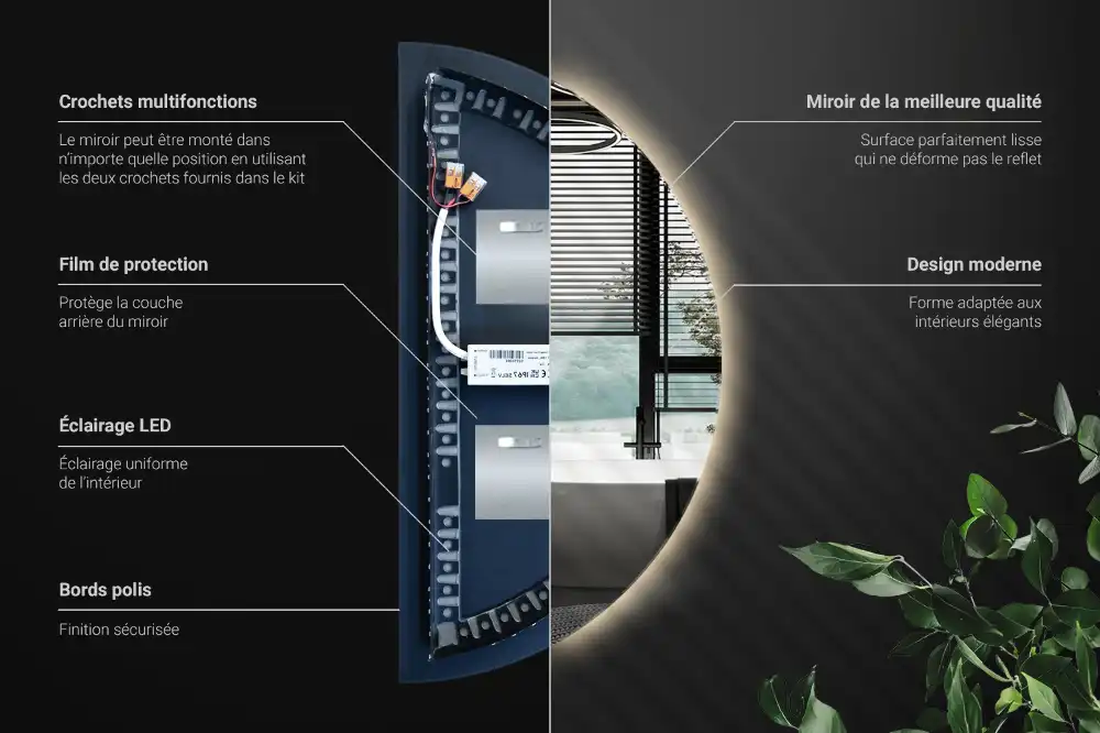 Ogledalo polkrožno z LED osvetlitvijo