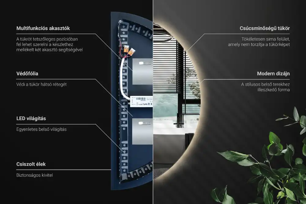 Ogledalo polkrožno z LED osvetlitvijo