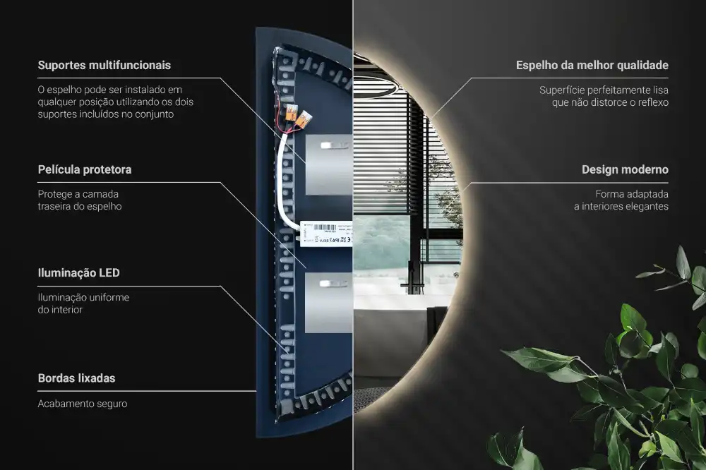 Ogledalo polkrožno z LED osvetlitvijo